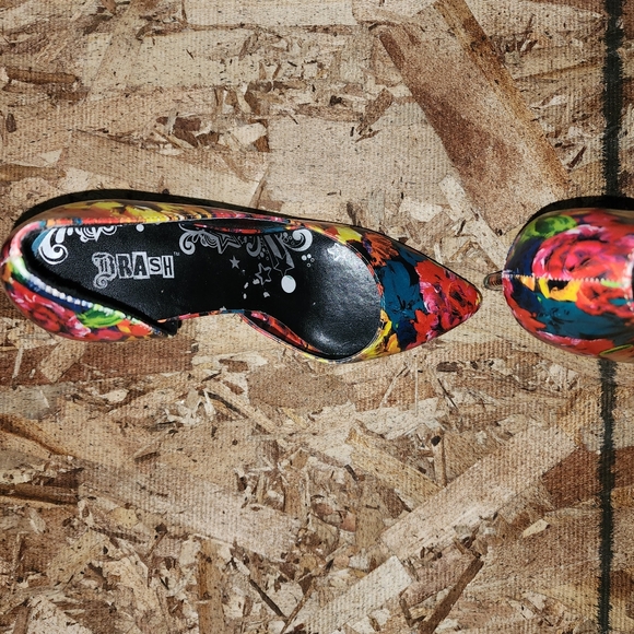 BRASH Colorful Floral Slip On Stiletto Heels Dress Shoes Women's (Multicolor)- 5 - Picture 5 of 9